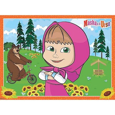 Painel Decorativo de T.N.T. Festa Masha e o Urso 1,40x1,03mts 1Un - Ref 371019 Piffer