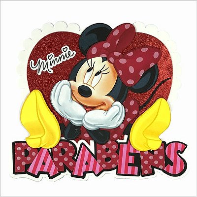 Painel Decorativo deE.V.A Glitter Parabéns Minnie Vermelha Ref 301060 Piffer