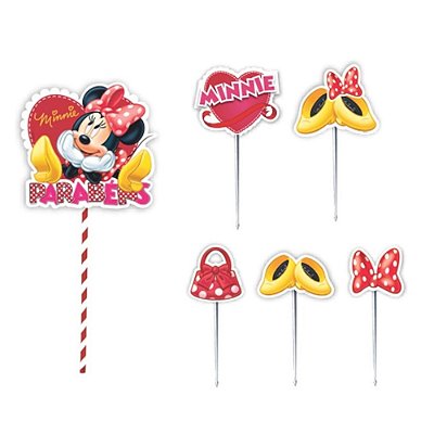 Topo de Bolo Impresso Minnie 7 Itens - Ref 301065 Piffer