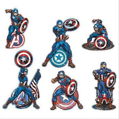 Kit Painéis Impressos Festa Capitão América - Vingadores - Com 6 Itens Ref 331038 Piffer