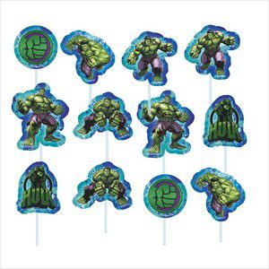 Palito Decorativo Impresso Hulk com 12un - Ref 331103 Piffer