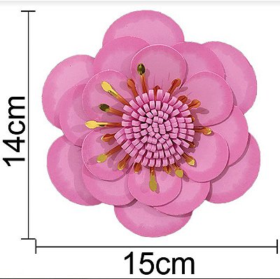 Painel Decorativo Floral Begônia P Rosa Bebe com Metalizado 01 Unidade - Ref 110041 Piffer