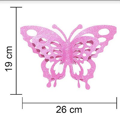 Painel Decorativo Floral Borboleta Vazada M Rosa Bebe 02 Unidades - Ref 110030 Piffer