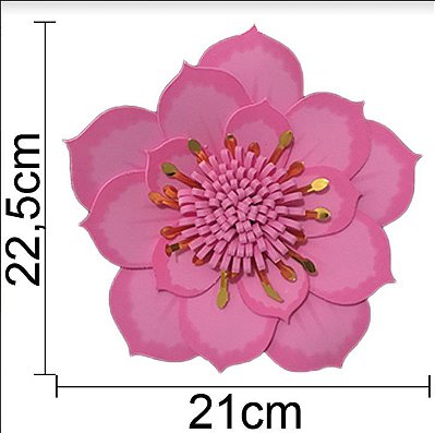 Painel Decorativo Floral Camélia M Rosa Bebe com Metalizado 01 Unidade - Ref 110064 Piffer