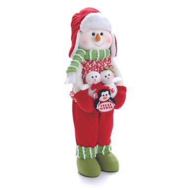 Boneco de Neve em Pé Segurando Bonecos 55cm - Coleção Orlando - Ref 1510310 - Cromus Natal