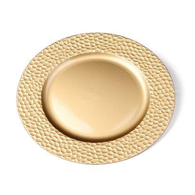 Sousplat Borda Texturizada Ouro 33cm - Mesa Posta - Ref 1714645 Cromus