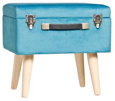 Banqueta Baú em Veludo Azul - Coleção Confort - Ref 1592941 Cromus