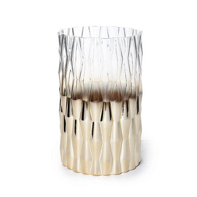 Vaso de Vidro Porta Vela Hurricane Ouro Tamanho G - Ref 1714308 - Cromus