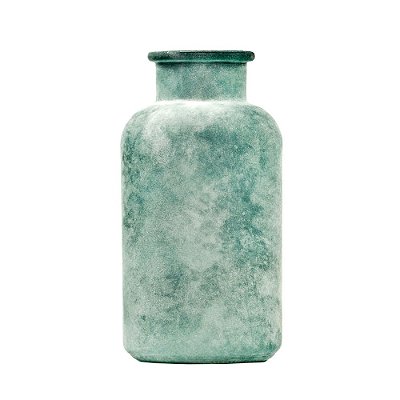 Garrafa Decorativa de Vidro Acabamento Fosco na Cor Azul 20cm - Coleção Los Cabos - Ref 1696602 Cromus