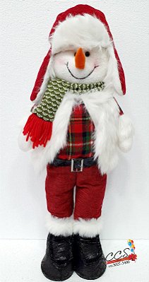 Boneco de Neve em Pé com Roupa Xadrez 55cm - Coleção Sicilia - Ref 1591656 - Cromus Natal
