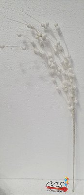 Galho Decorativo Branco Com Frutinhas Brancas e Glitter 60cm - Galhos Grandes - Ref 1924180 Cromus Natal
