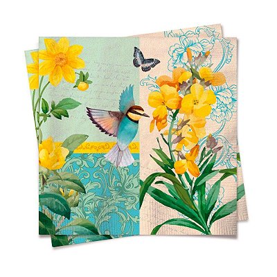 Guardanapo de Papel Decorado Beija Flor 32x5x32,5cm com 20 Un - Ref 19000114 Cromus