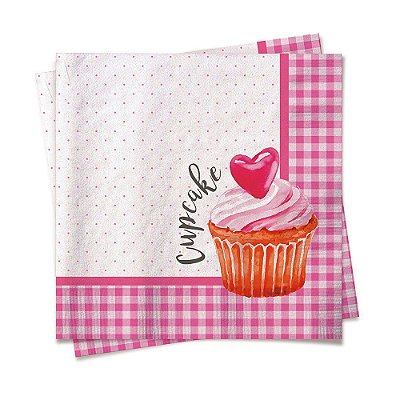 Guardanapo de Papel Decorado Cupcake 32x5x32,5cm com 20 Un - Ref 19000079 Cromus