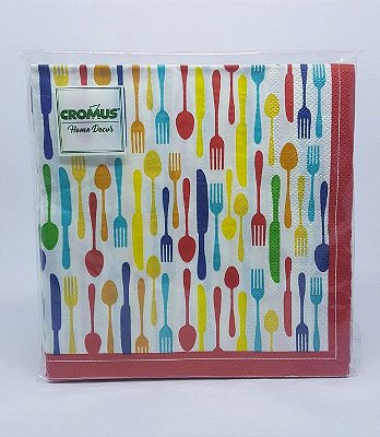 Guardanapo de Papel Decorado Talheres 32x5x32,5cm com 20 Un - Ref 19000097 Cromus