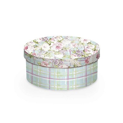 Caixa Rígida Redonda Estampa Floral Clarisse G 27,5x12cm - Caixas de Presente - Ref 13500018-G Cromus