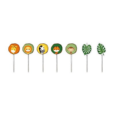 Pick Decorativo Para Doces - Safari Desenhos Sortidos - 12 Un - Cromus 28810102
