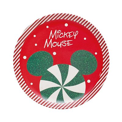Prato de Sobremesa Sweet Disney com Estampa Rosto Mickey de Fibra de Bambu 18x18cm - Ref 1924832 Cromus