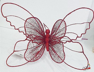 Borboleta Maxxi Vermelha com Glitter 27x35cm - Maxi Borboletas - Ref 1315972 Cromus Natal