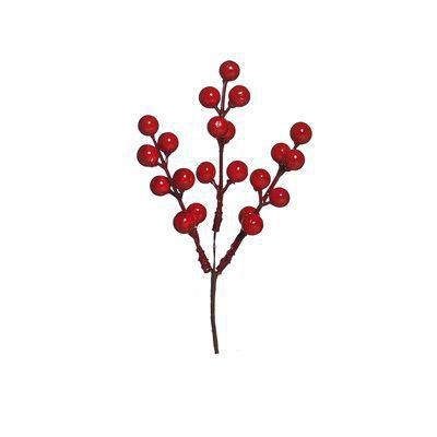 Galho Curto com Cerejas nas Pontas Vermelho 17cm - Collect Forest - Ref 1694203 - Cromus Natal