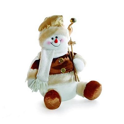 Boneco de Neve Sentado Corpo Redondo 25x15cm - Coleção Hawaii - Ref 1412543 - Cromus Natal