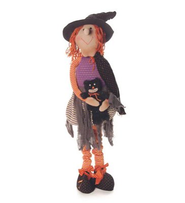 Bruxa com Pernas Extensivas Segurando Gato - Decoração Halloween - Ref 1413386 Cromus