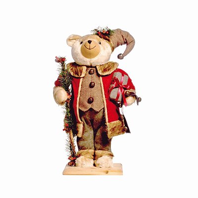 Urso Decorativo com Presente 55x30x30cm - Coleção Magic Forest By Cecilia Dale - Ref 1692593 Cromus