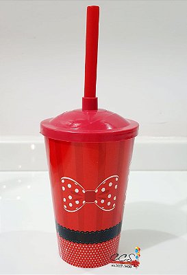 Copo Fest Laço Vermelho com Tampa e Canudo 400ML - NC Toys