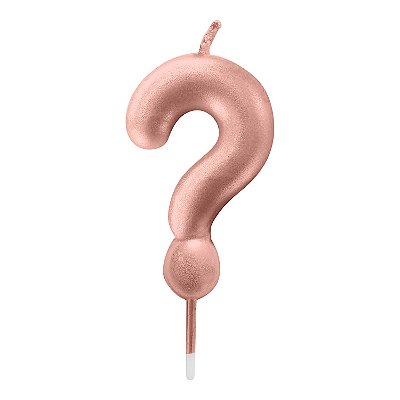 Vela de Aniversário 6cm Ponto de Interrogação Metalizada Rose Gold - Make+