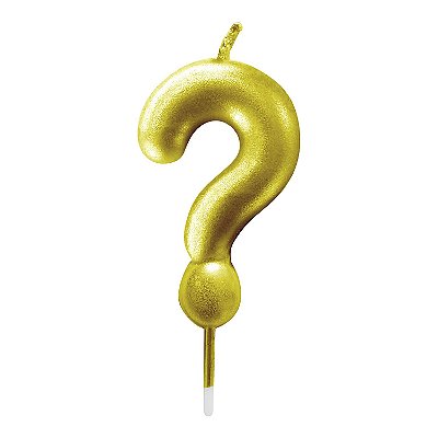 Vela de Aniversário 6cm Ponto de Interrogação Metalizada Ouro - Make+
