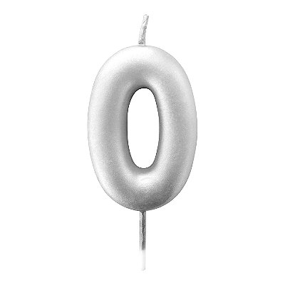 Vela de Aniversário 6cm Número 0 Metalizada Prata - Make+