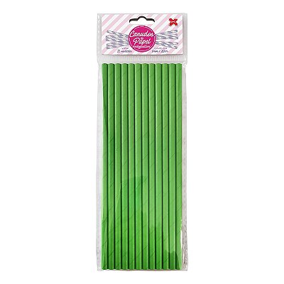 Canudo de Papel Verde - Com 12 Unidades - Ref 4329 Make
