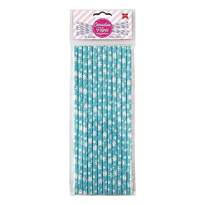Canudo de Papel Decorado Flocos de Neve - Com 12 Unidades - Ref 4374 Make