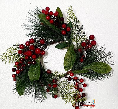 Mini Guirlanda Folhas e Frutas Vermelhas - Mini Guirlandas - Ref 1514516 Cromus Natal