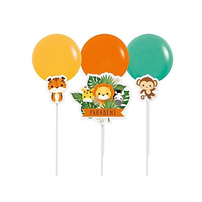 Kit Topo de Bolo com Balão Tema Safari - Cromus 23012123