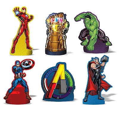 Kit Decorativo Enfeite Impresso Festa Vingadores com 6 Itens - Ref 331161 - Piffer