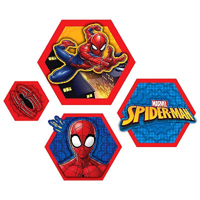 Quadrinhos Decorativos de E.V.A Festa Homem Aranha com 4 Unidades - Ref 332076 Piffer