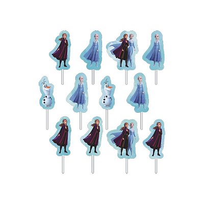 Palito Decorativo Impresso Festa Frozen 2 com 12 Unidades - Ref 310035 Piffer