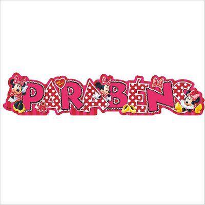 Enfeite Impresso Parabéns Minnie 14x74.5cm - Ref 301047 Piffer