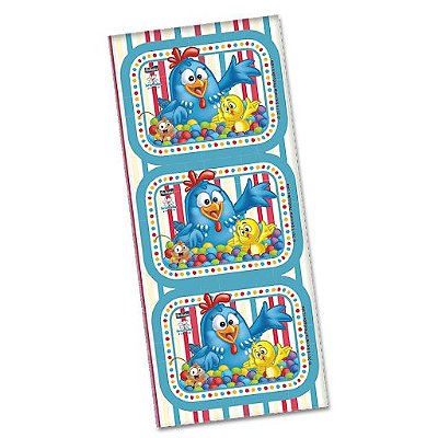 Adesivo Retangular com 12 Unidades Festa Galinha Pintadinha Diversão - Promo Festcolor