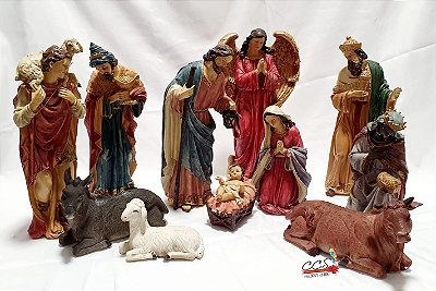 Presépio de Natal em Resina com 11 Peças 29cm Colorido - Ref 66416001 D&A