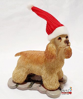 Enfeite de Resina Cachorro com Gorro de Natal 11,5x10,5x7x5cm - Ref 67271001 D&A
