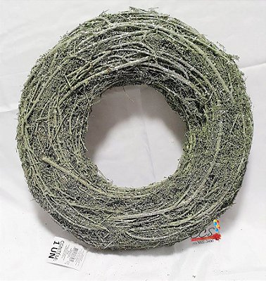 Guirlanda Rustica com Glitter Galhos e Musgo Verde 38cm - Coleção Chalé - Ref 1205271 Cromus Natal
