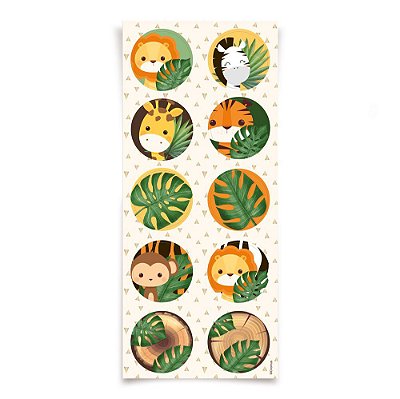Adesivo Redondo Festa Safari com 30 Un - Cromus 28110137