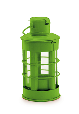 Lampião de Metal com Porta Vela Verde Claro 13.5x6cm - Ref 1212656 Cromus