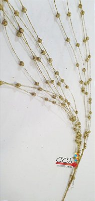 Galho Decorativo de Natal Bolinhas com Glitter 95cm Dourado - Ref 63911001 D&A