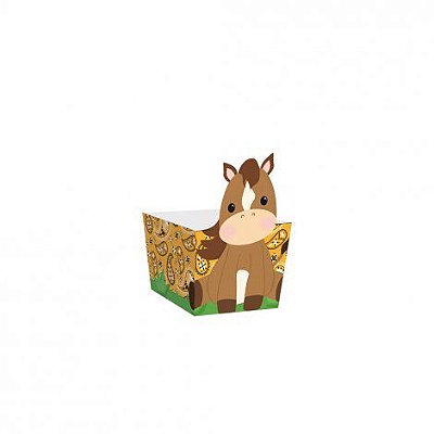 Cestinha Festa Fazendinha II Cavalinho 5,5x5,5x6cm Pacote com 10 Unidades - Ref 23012271 Cromus