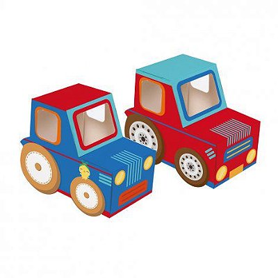 Cachepo Festa Fazendinha Trator Azul e Vermelho com 8 Unidades - Cromus 23012327