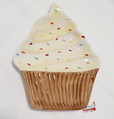 Prato de Cerâmica Formato Cupcake Romantic 19x16.5cm com 1 Unidade - Mesa Posta - Ref 1319280 Cromus