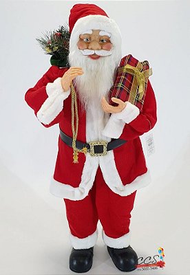 Boneco Papai Noel Tradicional em Pé Segurando Saco de Presentes 90cm - Ref 1690024 Cromus Natal