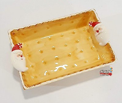 Bandeja Retangular Cesta Biscoito com Noel 19x12.5cm - Coleção Tradition - Mesa Posta Natal - Ref 1212113 Cromus Natal